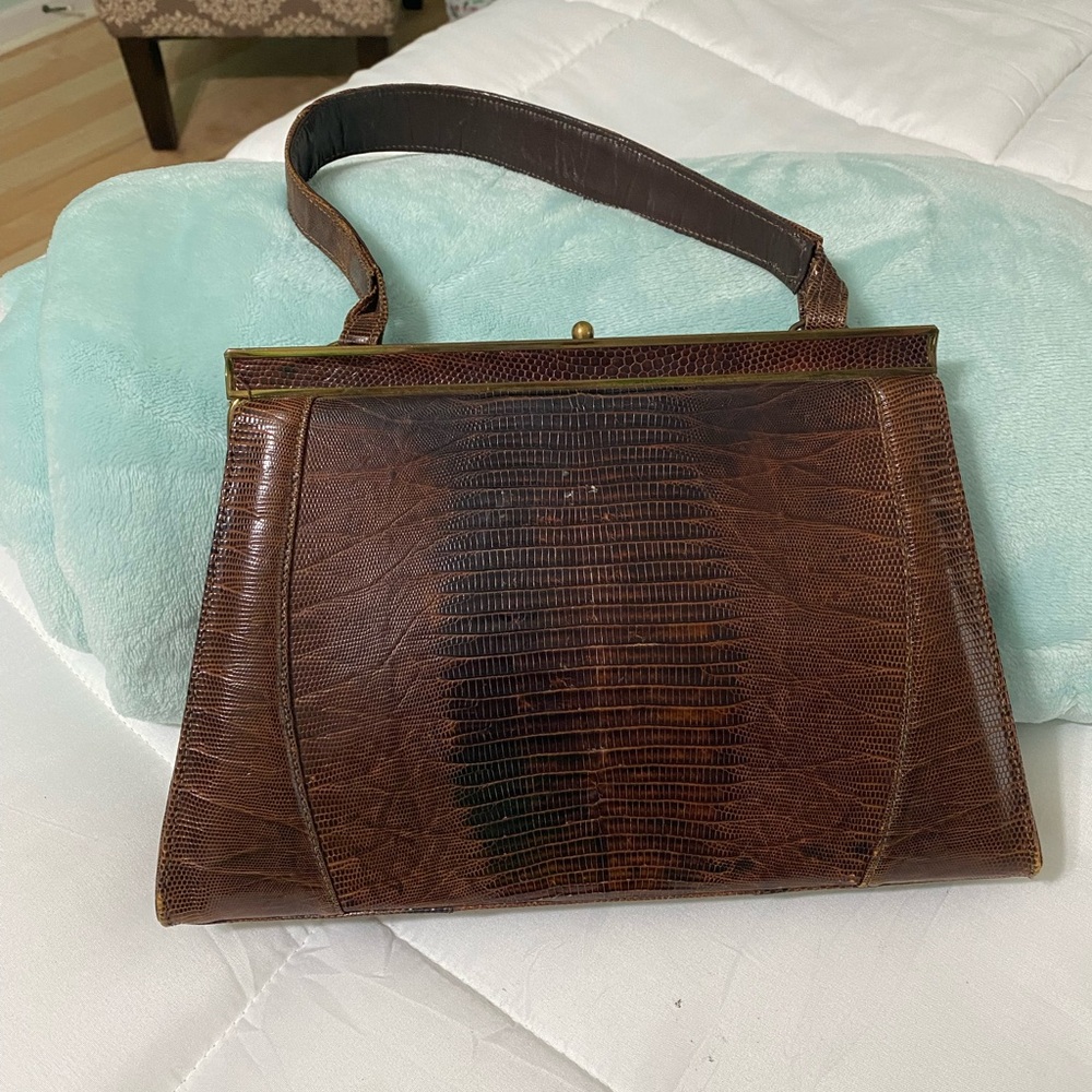 Vintage Brown Leather Handbag - Picture 3 of 9